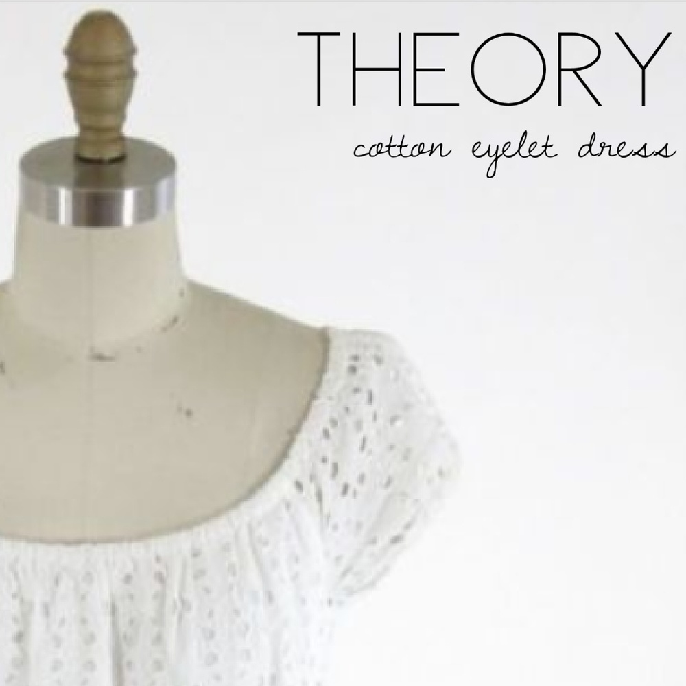 Theory °•. white eyelet shift dress